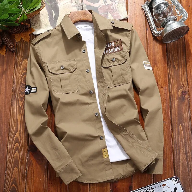 overhemd-heren-cargo-veilige-knopen-zakken-ademende-stof-khaki-ontwerp