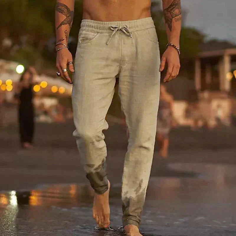 Uusollecy Linnen broek heren lichte zomerbroek lang met trekkoord heren zomer linnen broek vrijetijdsbroek met zakken voor mannen, zwart, 36W / 30L Uusollecy Linnen broek heren lichte zomerbroek lang met trekkoord heren zomer linnen broek vrijetijdsbroek met zakken voor mannen, zwart, 36W / 30L