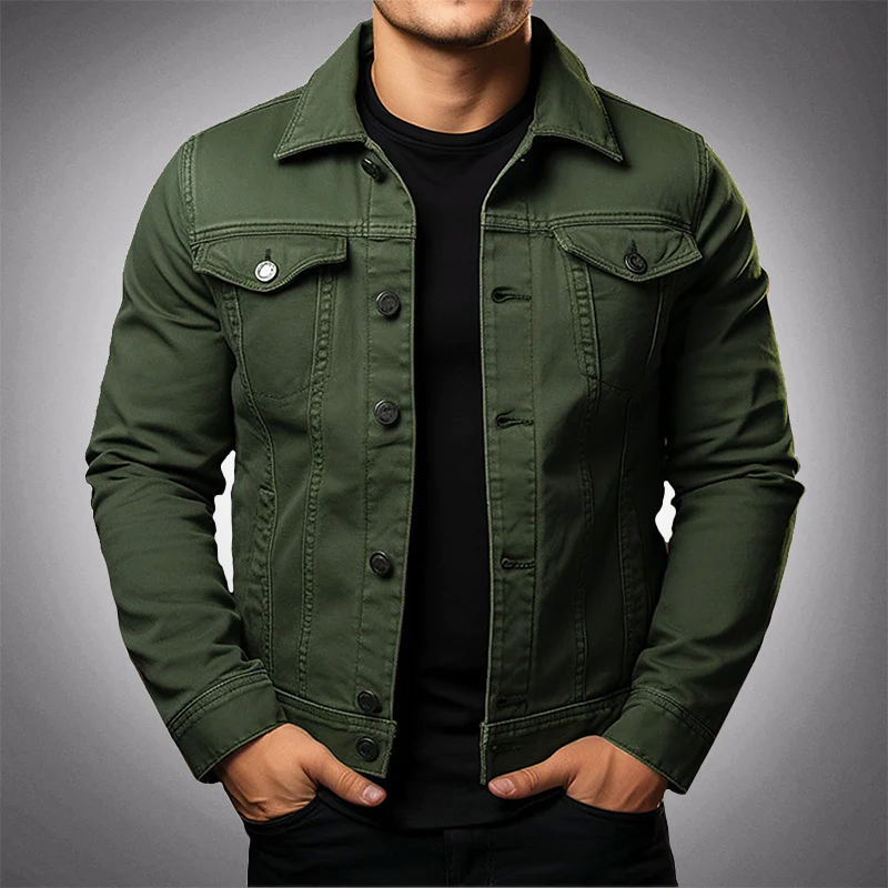 tussenjas-heren-denim-slank-getailleerde-pasvorm-laagjes-groen