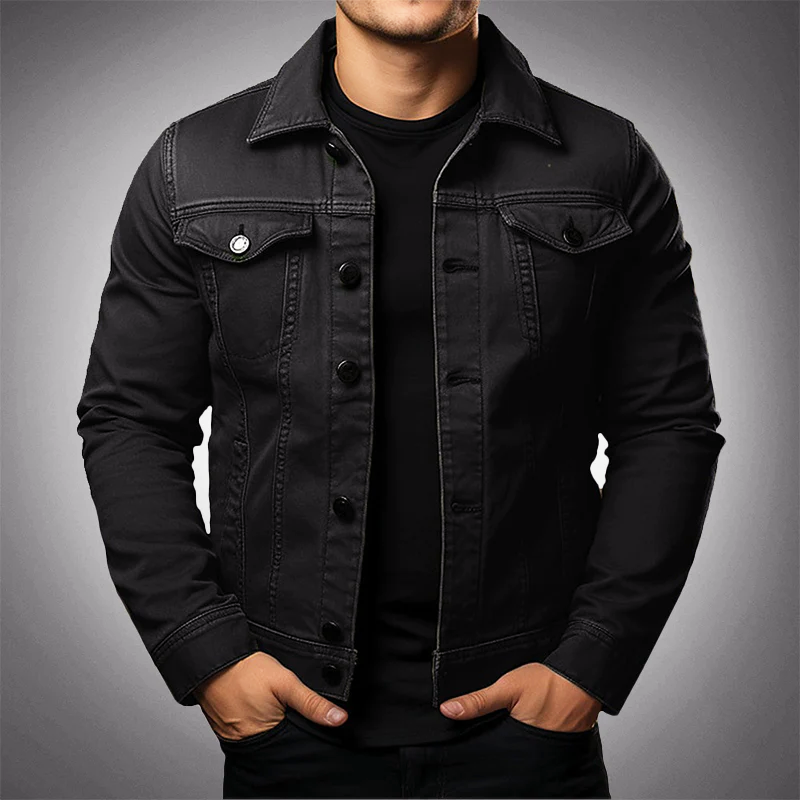 tussenjas-heren-denim-slank-getailleerde-pasvorm-laagjes-zwart