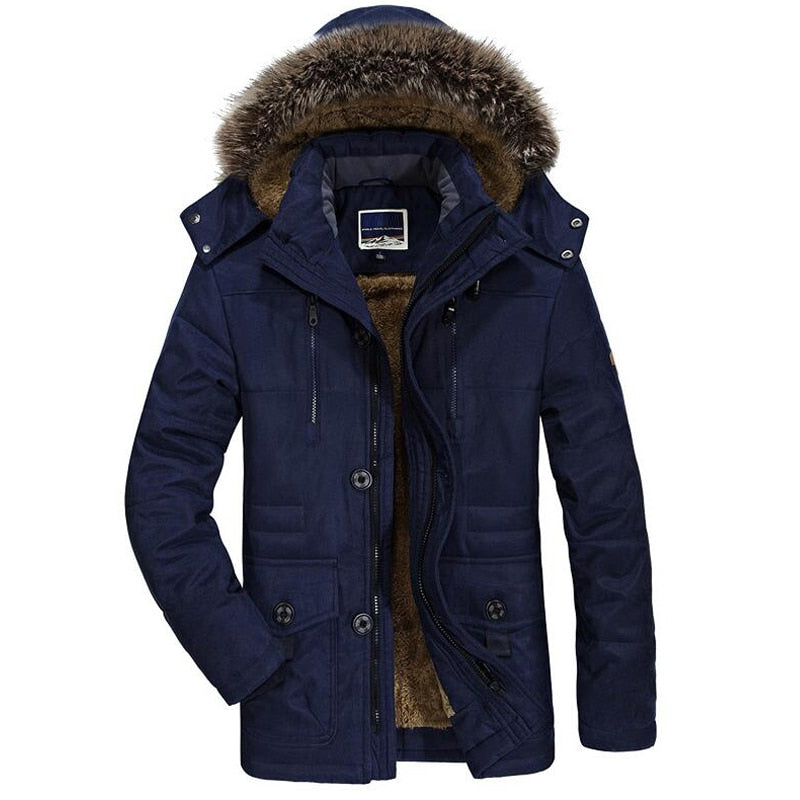 winterjas-heren-afneembare-capuchon-bontvoering-isolatie-marineblauw