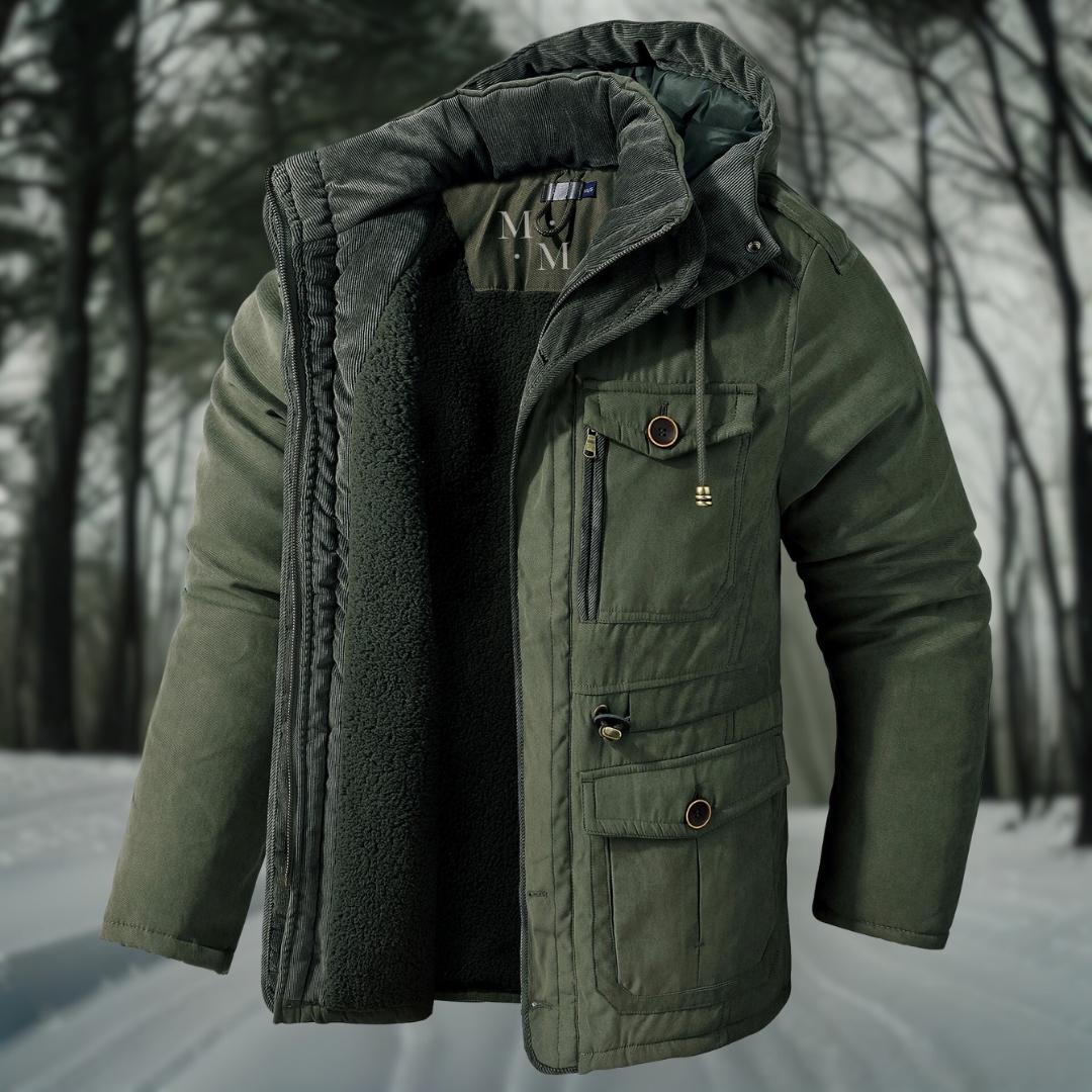 winterjas-heren-dikke-fleece-gevoerde-capuchon-ruime-zakken-groen