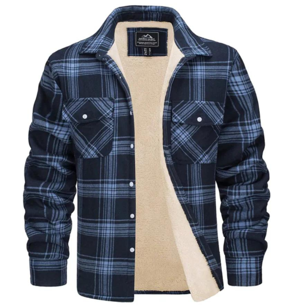 winterjas-heren-geruit-warme-binnenvoering-knoopsluiting-marineblauw