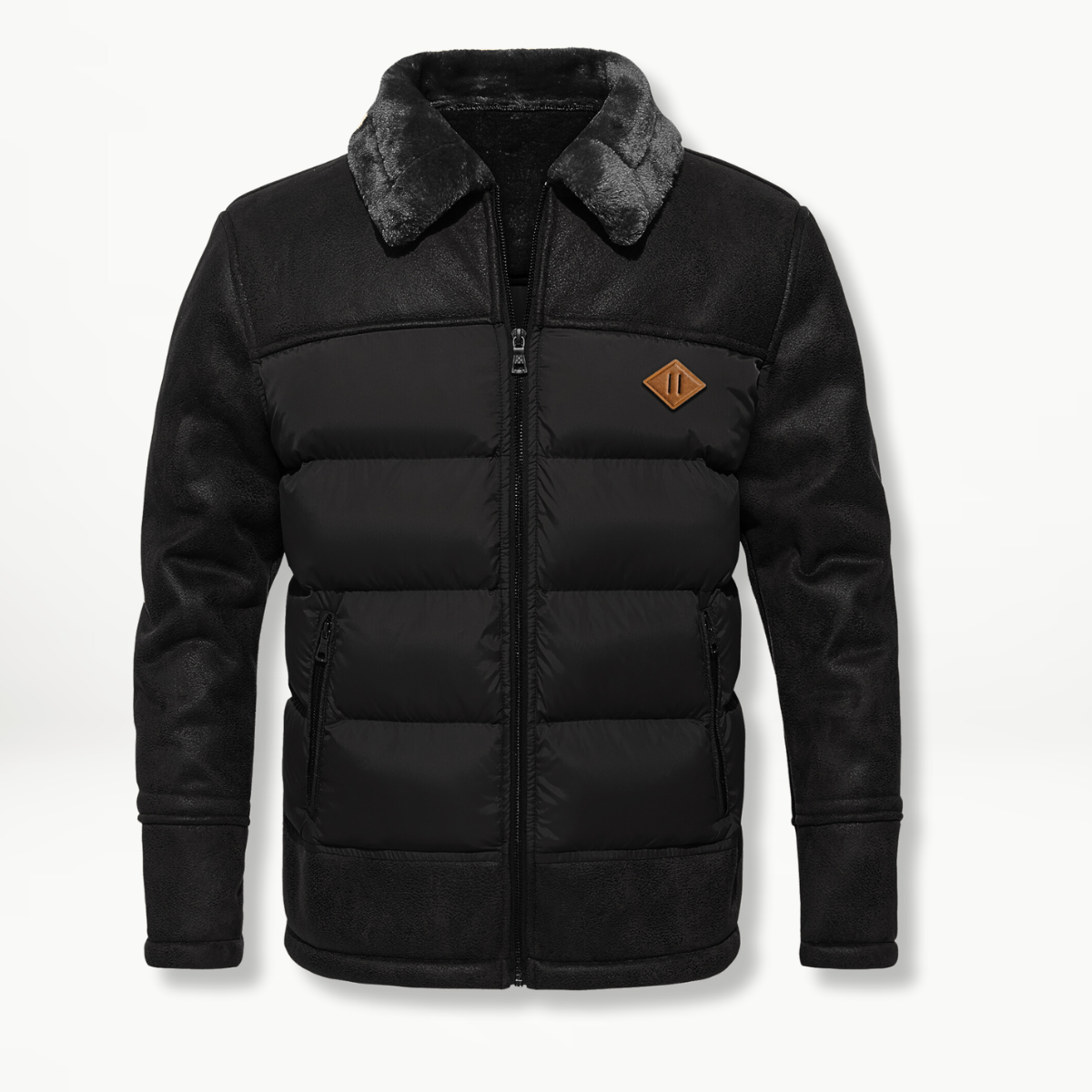 winterjas-heren-gevoerd-pluche-voering-windbestendigheid-zwart