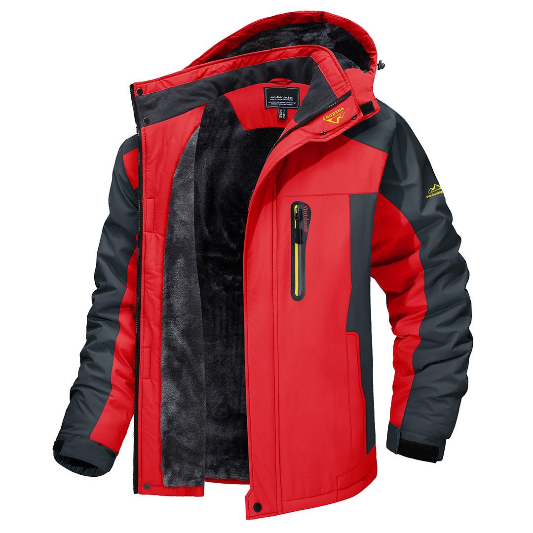 winterjas-heren-waterafstotend-capuchon-warme-voering-rood