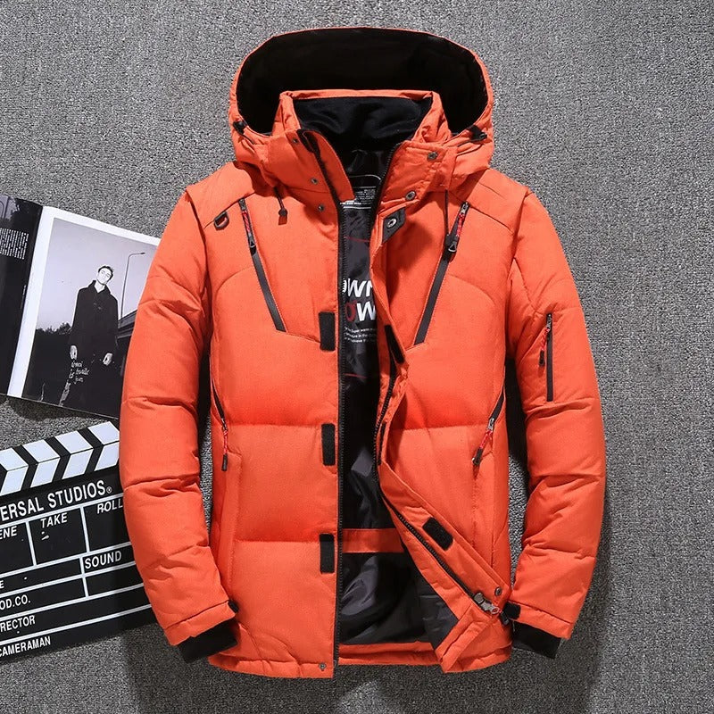winterjas-heren-waterdicht-isolatie-meerdere-zakken-ruimte-oranje