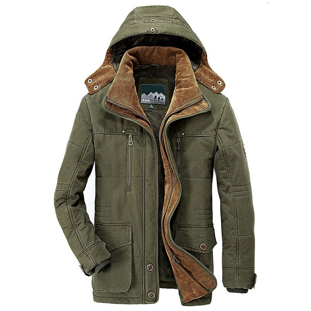 winterjas-heren-zachte-fleece-voering-capuchon-ruime-zakken-olijf
