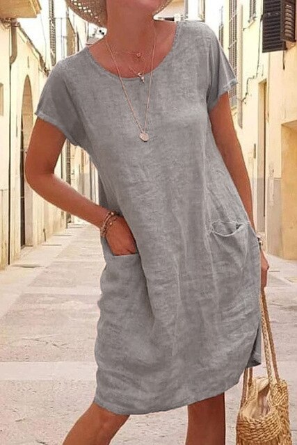 MOLERANI Dames Zomerjurken Casual T-shirt Korte Mouw Strandjurk Losse Swing Damesjurk Blauwe print XL
