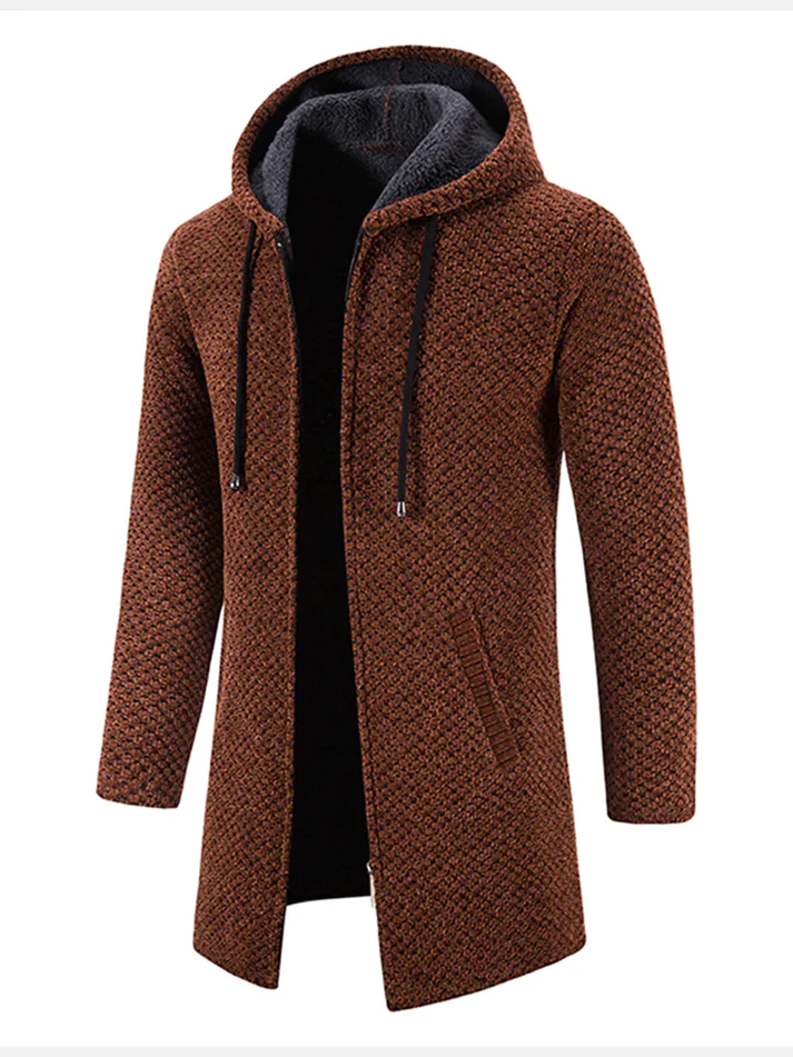 bodywarmer-heren-fleece-gevoerd-lange-pasvorm-capuchon-bruin