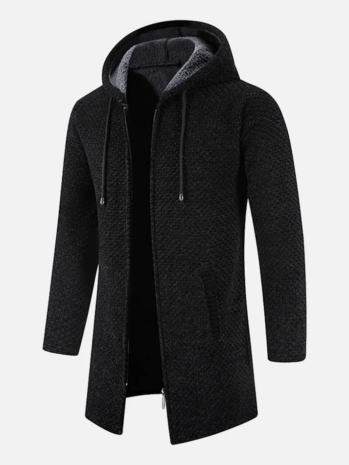 bodywarmer-heren-fleece-gevoerd-lange-pasvorm-capuchon-zwart