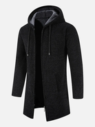 cardigan-heren-lange-pasvorm-verstelbare-capuchon-fleece-zwart