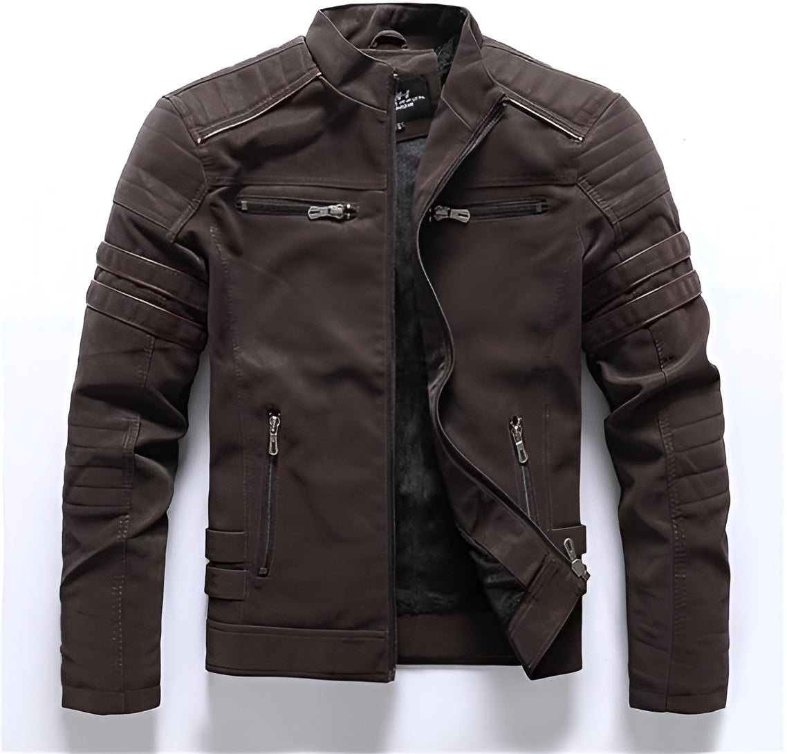 leren-jack-heren-ritsdetails-ademend-bescherming-wind-donkerbruin