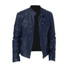 leren-jas-heren-opstaande-kraag-ademend-gestroomlijnd-marine-blauw