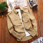 overhemd-heren-cargo-veilige-knopen-zakken-ademende-stof-khaki
