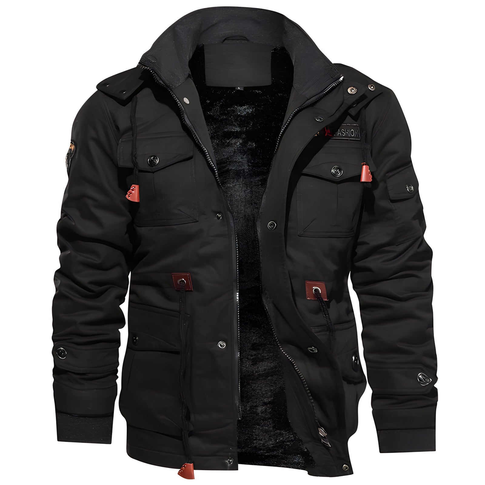 tussenjas-heren-militair-meerdere-ruime-zakken-stoere-stijl-zwart