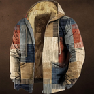 tussenjas-heren-patchwork-verstelbare-capuchon-stofmixen-bruin