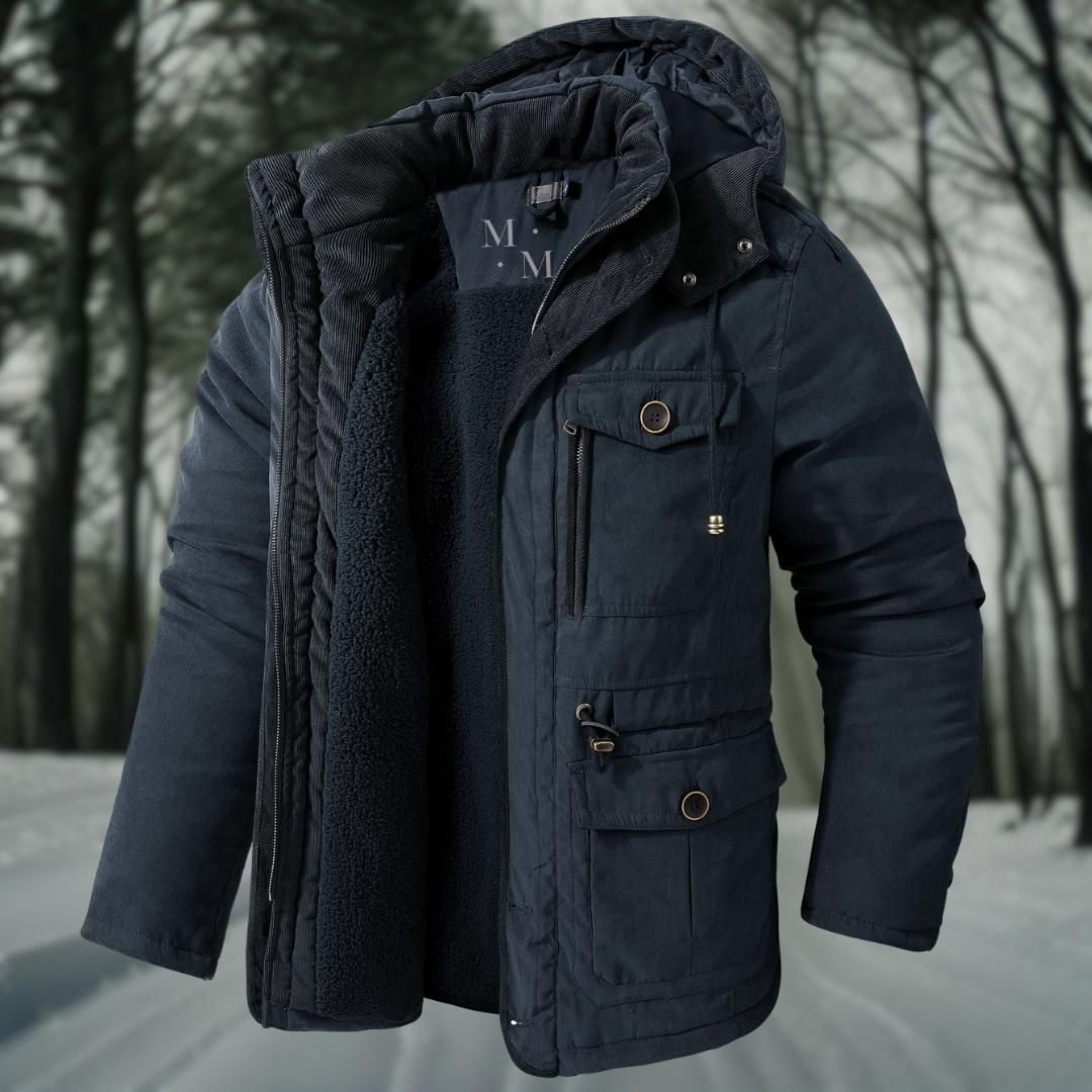 winterjas-heren-dikke-fleece-gevoerde-capuchon-ruime-zakken-blauw