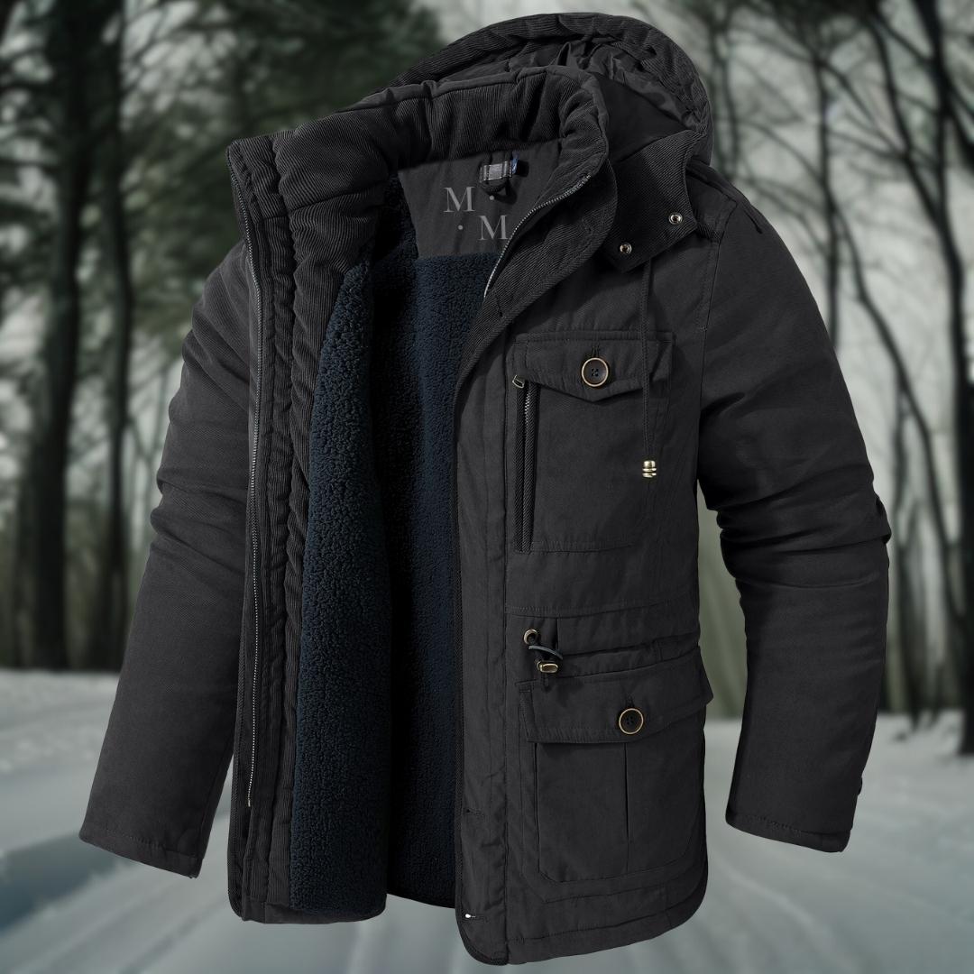winterjas-heren-dikke-fleece-gevoerde-capuchon-ruime-zakken-zwart