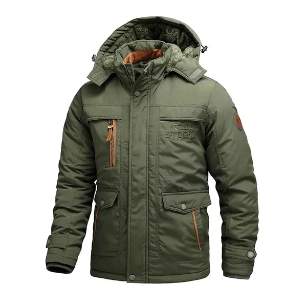 winterjas-heren-fleece-gevoerd-verstelbare-capuchon-wind-groen