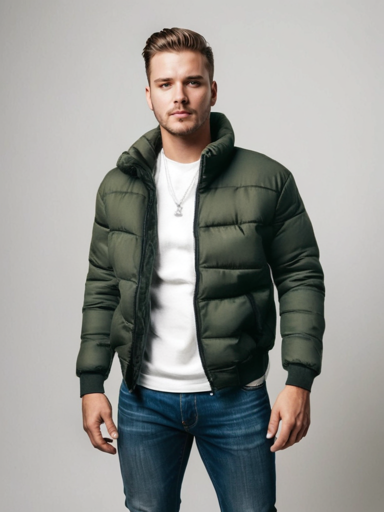 winterjas-heren-gewatteerd-doorlopende-rits-dikke-voering-groen