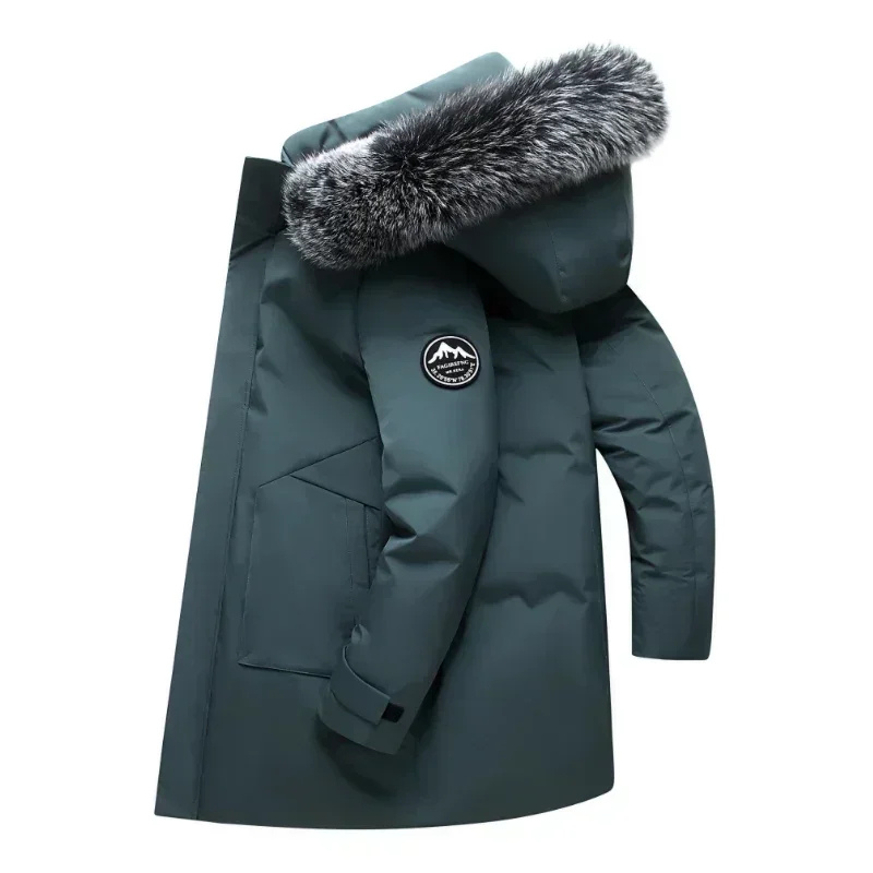winterjas-heren-lang-afneembare-capuchon-imitatiebont-groen