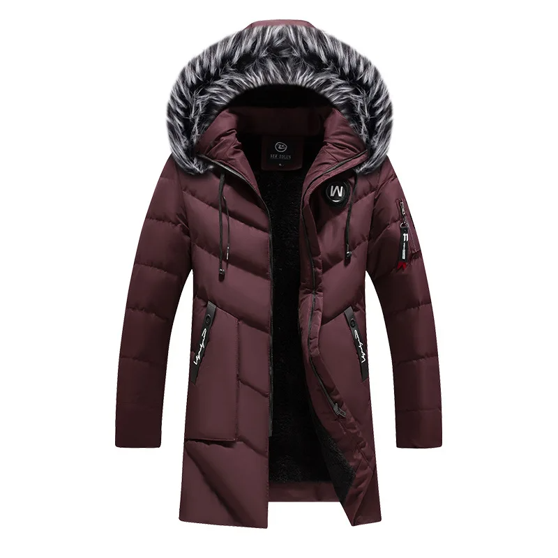 winterjas-heren-parka-thermisch-bontkraag-verstelbare-capuchon-wijn-rood