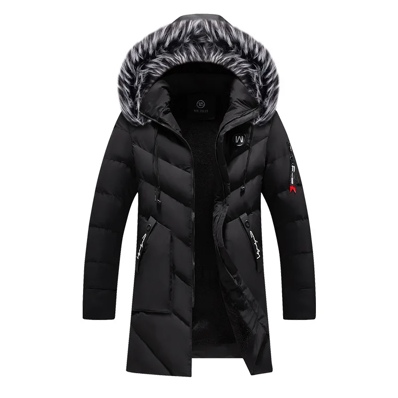 winterjas-heren-parka-thermisch-bontkraag-verstelbare-capuchon-zwart