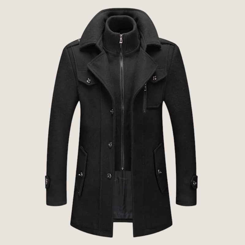 winterjas-heren-zacht-materiaal-ritssluiting-knopen-zakken-zwart